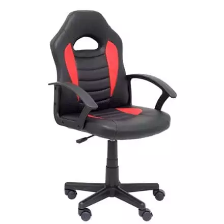 Silla Gaming Mohedas símil piel negro y rojo